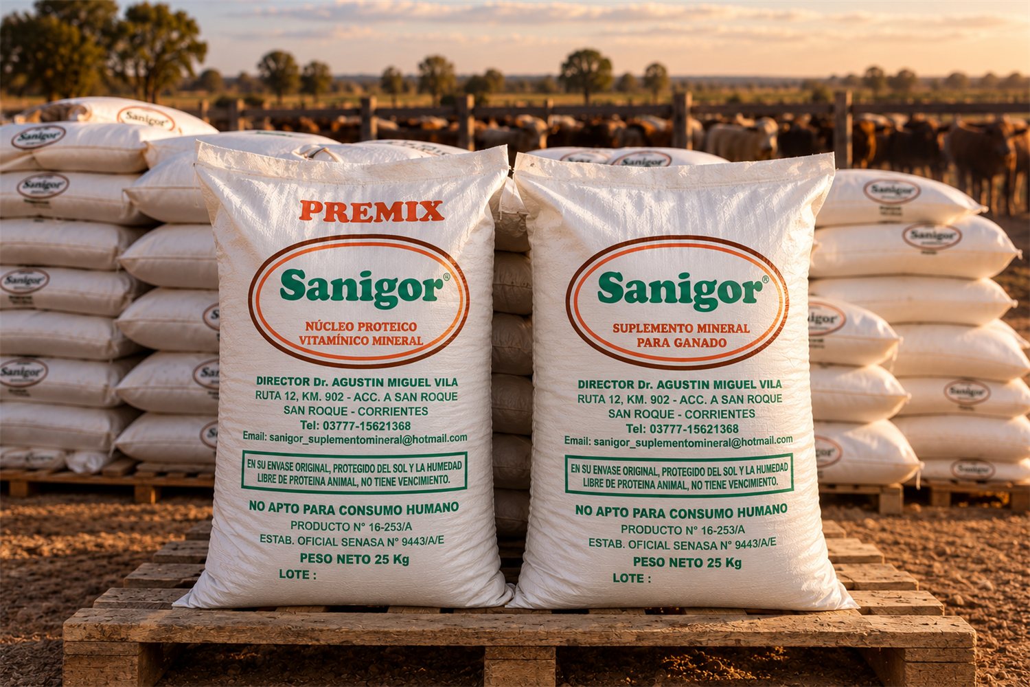 Bolsas de Premix y Suplemento Mineral para Ganado de Sanigor, de 25 kg